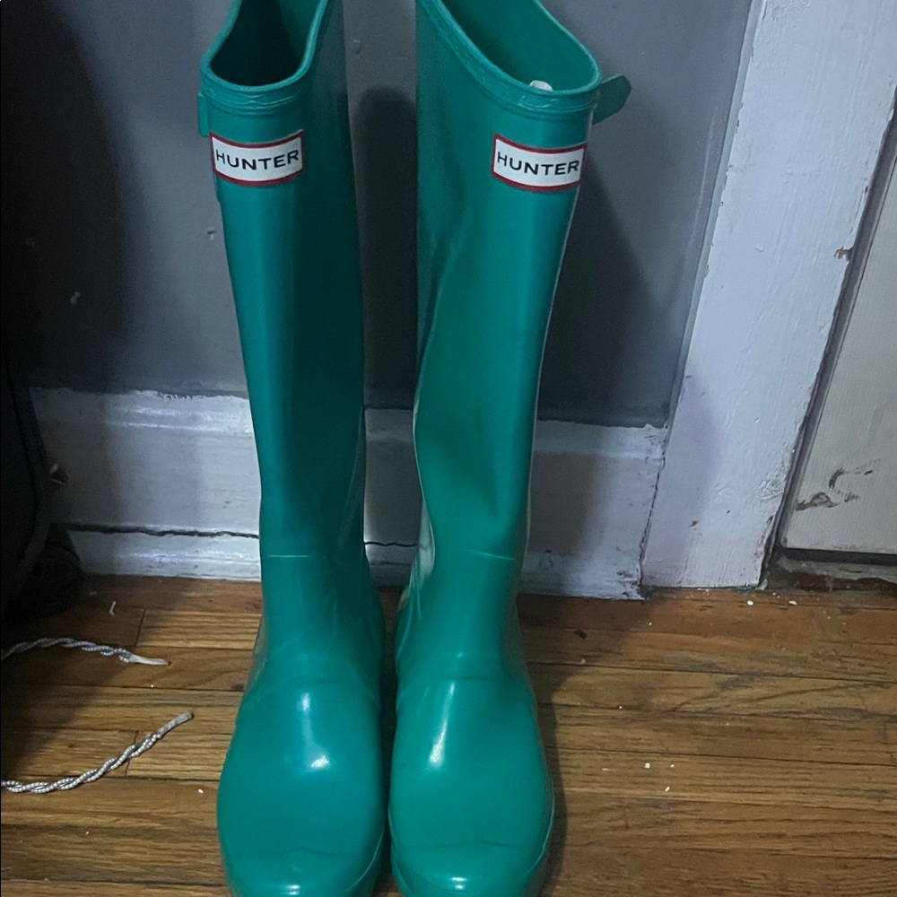 Hunter Tall Rain Boots in Teal Green